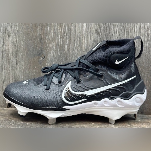 NIKE ALPHA HUARACHE NXT METAL BASEBALL CLEATS BLACK/WHITE NWOB Size 14 main image 2